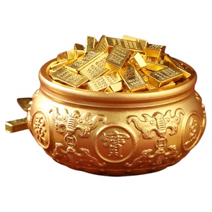 沙金金条聚宝盆摆件聚财招财聚宝盆小水桶家居客厅玄关装饰
