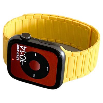 适用iwatch表带装甲硅胶磁吸拼色