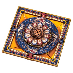 敦煌研究院莲花飞天藻井三层金属香插线香底座家用香盘香托高级感