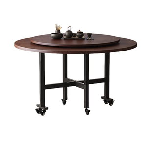 折叠桌圆形桌子餐桌饭桌家用小户型折叠大圆桌转盘吃饭桌面多功能