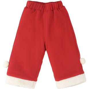 WHYLOOK 宝宝裤子新年装儿童裤子男童卫裤女童外出百搭保暖红色
