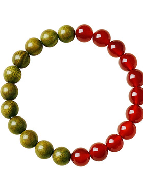 宫里上新沉水老料绿檀红玛瑙手串