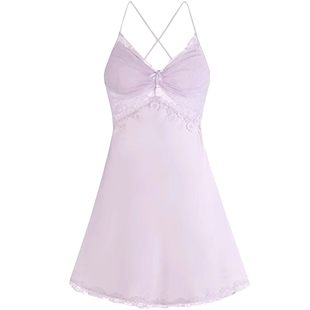 性感睡衣女款夏季2026新款丝绸套装纯欲露背带胸垫吊带睡裙春秋天