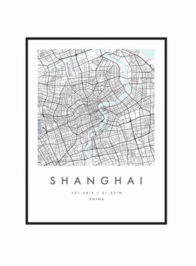 城市地图挂画装饰画极简现代办公室客厅沙发背景墙餐厅玄关可定制