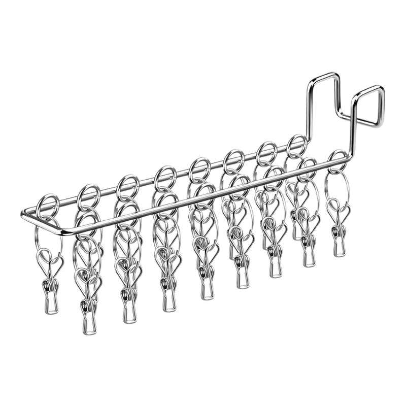 不锈钢晾衣架夹子阳台窗户晒袜防盗网窗外免打孔内衣内裤晾晒神器