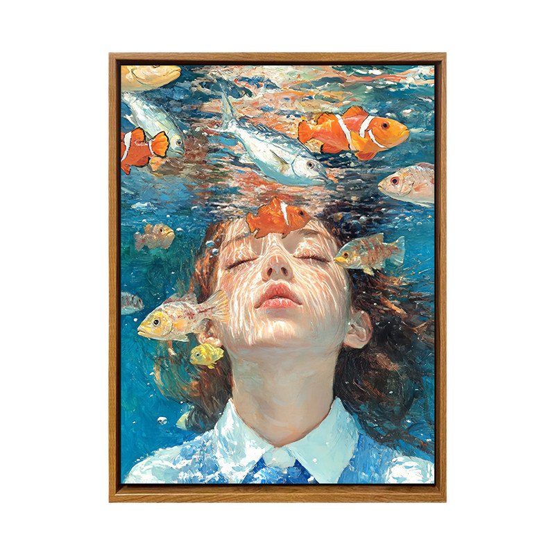 治愈系水中金鱼少女DIY数字油画