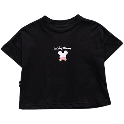 纯棉卡通弹力亲子装短袖