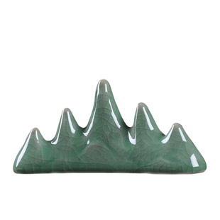 龙泉御茗青瓷文房四宝笔架山瓷书法用品简约陶瓷毛笔架亚克力笔搁