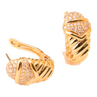 太府珠宝18K金镶钻耳拍个性复古K金蛇头夹全新潮流百搭款钻石耳饰