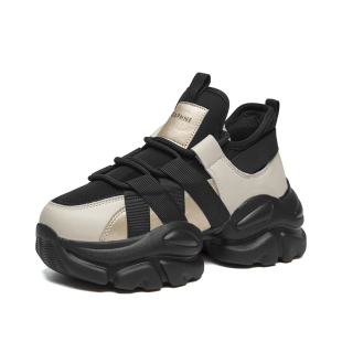 达芙妮厚底高帮鞋老爹鞋女款2026新款春季鞋子女鞋黑色增高运动鞋