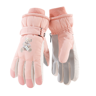 全掌触屏滑雪手套冬季女加绒加厚保暖防寒棉手套骑行电动车防泼水