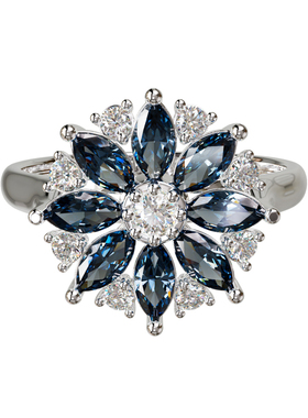 18K金蓝宝星芒戒指可定制轻奢