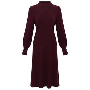 黛玛诗秋冬气质灯笼袖显瘦内搭针织裙可外穿保暖绵羊毛连衣裙