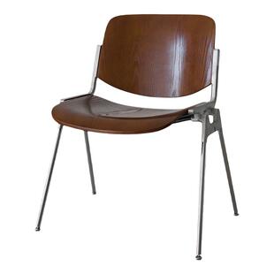 中古餐椅复古咖啡椅靠背凳子设计师不锈钢可叠放高级商用餐饮椅子