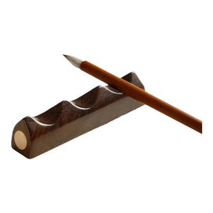 百年墨宝紫光檀木嵌铜笔搁书法压纸 镇尺 实木镇尺书法镇纸实木压书黄铜 铜镇尺笔山毛笔架山