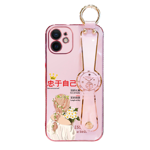 适用苹果11手机壳新款iphone11pro忠于自己11promax斜跨挂绳腕带保护套硅胶全包防摔卡通女款原创软壳