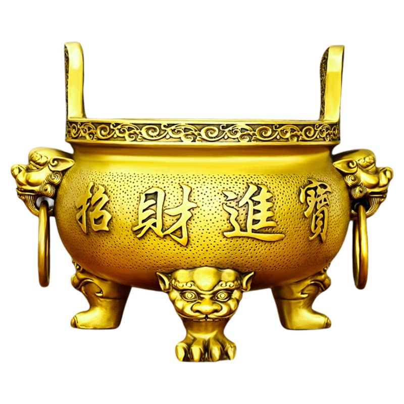 黄铜三足鼎香炉家用供奉大号