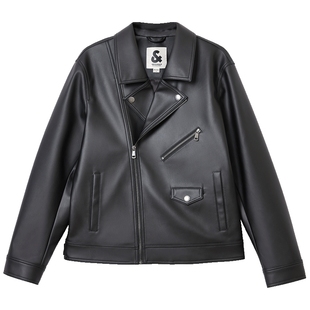 杰克琼斯PU夹克男26年春季新款休闲宽松美式翻领机车皮衣外套男装