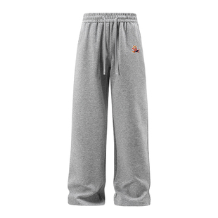 韩国ADER NANA美式潮牌黑色直筒裤男女宽松百搭休闲裤工装风刺绣