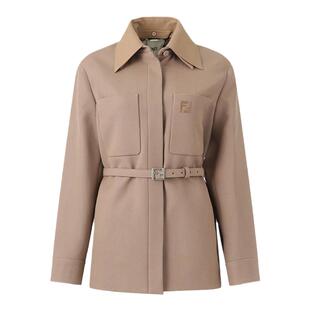 【衬衫夹克】FENDI芬迪 女士衬衫领中长款外套配腰带 FJ7561 AJYF