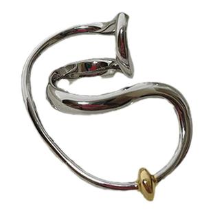 日韩线条波浪戒指女复古时尚简约冷淡风开口指环嘻哈食指戒