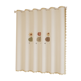 卧室小窗帘免打孔安装全遮光书房隔热防晒小窗户飘窗简易遮挡帘子