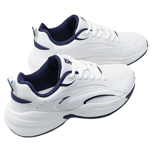 安踏运动鞋男青少年透气厚底增高鞋子新款白色皮面百搭男士休闲鞋