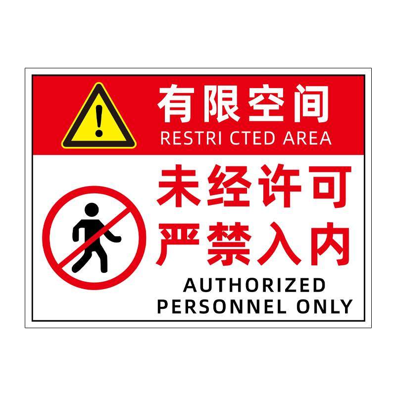 有限空间警示标识牌安全告知牌受限空间作业警示牌贴纸标操作规程告知卡消防人员进入标志现场水池提示允许