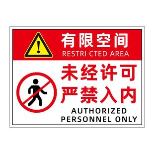 有限空间警示标识牌安全风险点告知牌受限空间作业警示牌贴纸标操作规程告知卡消防人员进入现场标志提示保持