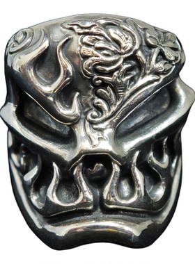 铁头的店 925银 STARLINGEARA  斯特林 复古朋克竹内雕刻烈火戒指