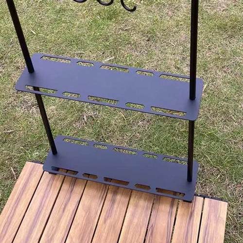 户外露营桌面置物灯架野餐收纳桌板铝合金折叠层板多功能餐具架