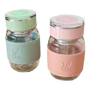 2024新款水杯大容量加厚女士玻璃杯提绳便携胖胖防爆迷你墩墩水杯