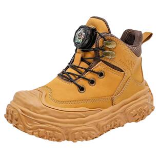 官网C&K儿童靴子男童保暖小黄靴2025新款冬季防滑加绒中大童棉靴