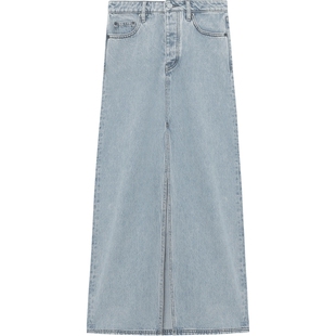 IT STILL HERE女装牛仔半身裙新款时尚活力高开叉长裙VBOGOGXM