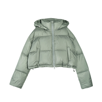 可拆卸帽短款拉链羽绒服