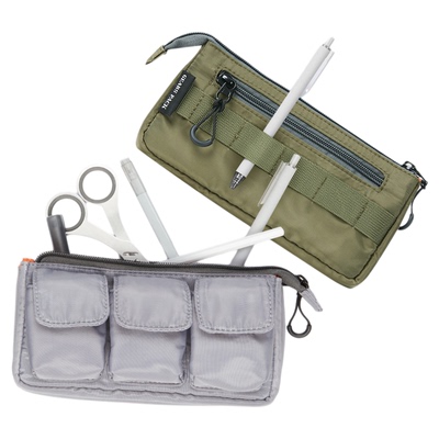 sunstar太阳星GEARSPACK工装风纯色拉链大容量多口袋文具收纳包笔袋多用设计数码化妆小挂包男中性