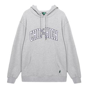 ChillHigh 秋冬美式街头潮牌基础款宽松刺绣连帽套头卫衣男女潮流