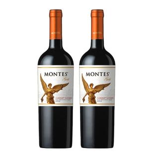 【自营】智利蒙特斯金天使精选赤霞珠干红葡萄酒750ml*2进口红酒