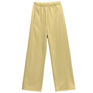 2025秋冬新款垂坠加绒女高腰直筒阔腿运动卫裤女款抽绳束脚休闲裤