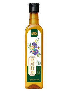 福益德冷榨一级纯亚麻籽油500ML亚麻酸食用油官方旗舰店正品