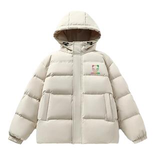Hipanda你好熊猫潮牌温变印花白鸭绒保暖连帽羽绒服2025冬季新款