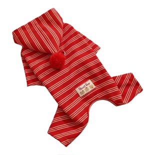 新年喜庆红条纹德绒宠物四脚衣包肚衣服饰用品狗狗猫咪保暖内搭热