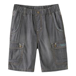 ELLE童装儿童牛仔裤短裤天丝kids男童五分裤外穿夏薄款冰凉潮中裤