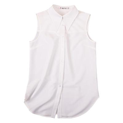 艾藤直筒百搭无袖长款衬衣