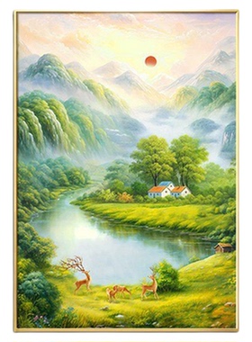 旭日东升玄关装饰画客厅聚宝盆