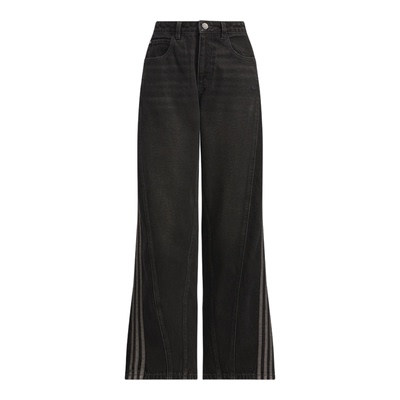 Adidas/阿迪达斯正品经典女士三条纹宽松休闲牛仔长裤JX6865