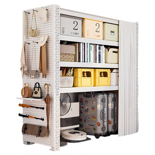 货架家用置物架防尘帘洞洞板多层收纳架阳台卧室储物架子超强承重