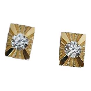 925纯银镀14k金精致mini闪钻小方块设计感耳钉耳饰百搭简约气质