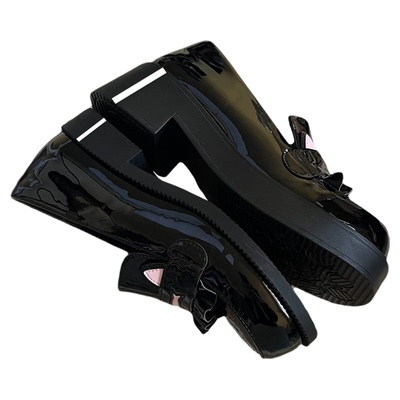 猫猫学院刺绣JK中跟乐福鞋lo鞋