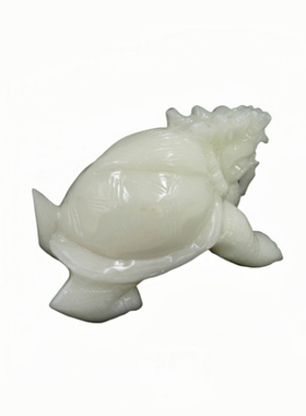 精雕白玉招财龙龟家居办公室摆件